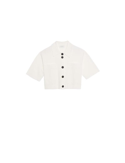Cardigan court façon chemise en maille