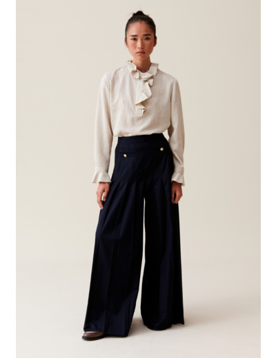 Blouse rayée à volants multiples