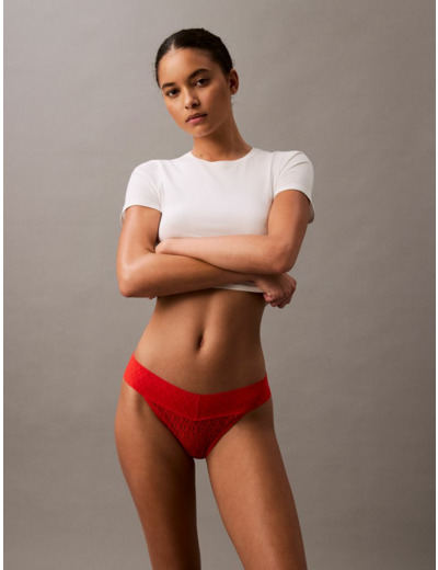 CULOTTE BASSE EN LACET AVEC DENTELLE LOGO