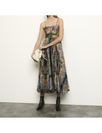 Robe longue imprimée à bretelles