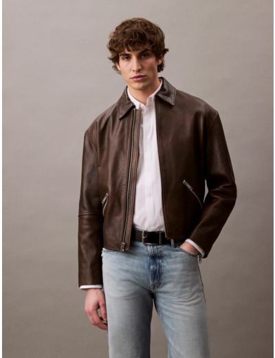 VESTE DE CUIR BIKER COURTE
