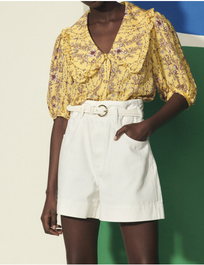 Chemise imprimée à grand col