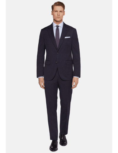 Costume Bleu Marine à Microfantaisie en Laine