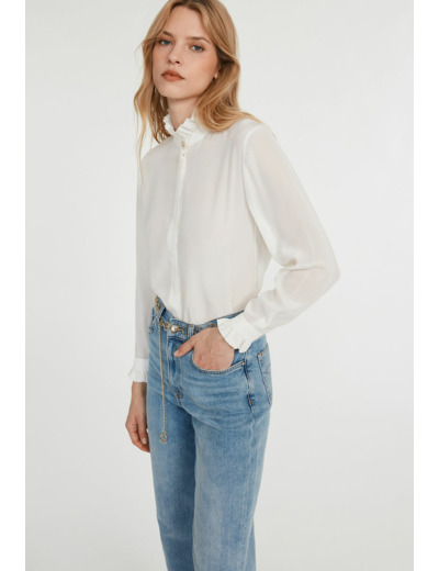 Chemise blanche col montant ondulé