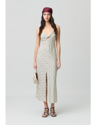 Robe longue satinée fleurs