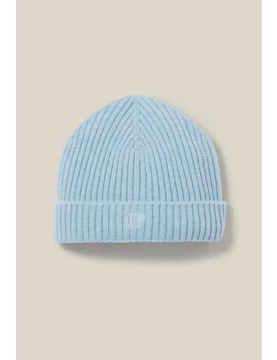 Bonnet côtelé cachemire broderie CP
