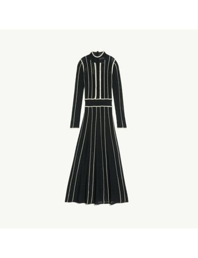 Robe longue en pointelle bicolore