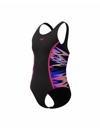 Maillot de bain Fille ECO H-BOOM SPLICE MUSCLEB 1P BLA/PIN Noir