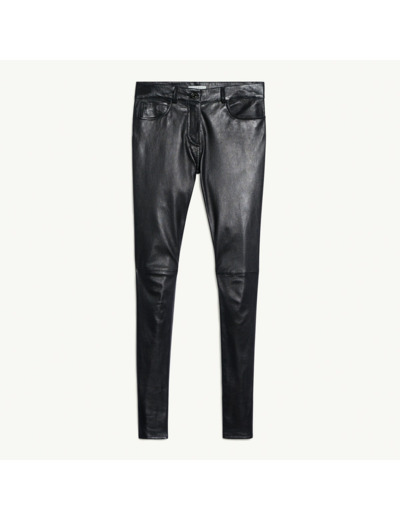 Pantalon cinq poches en cuir stretch