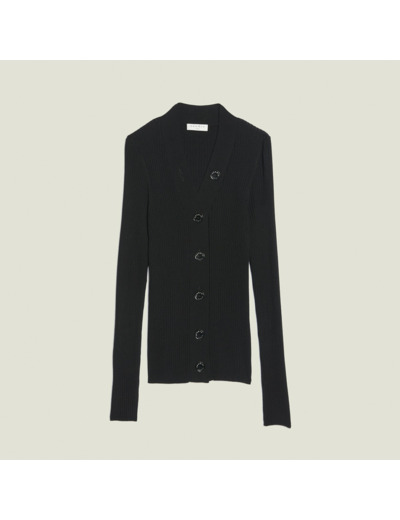 Cardigan boutonné en maille côtelée