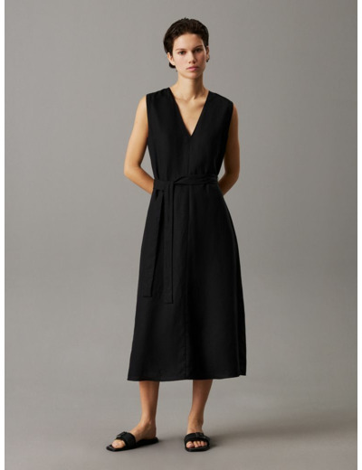 ROBE SANS MANCHES EN MÉLANGE DE LIN AVEC ENCOLURE EN V