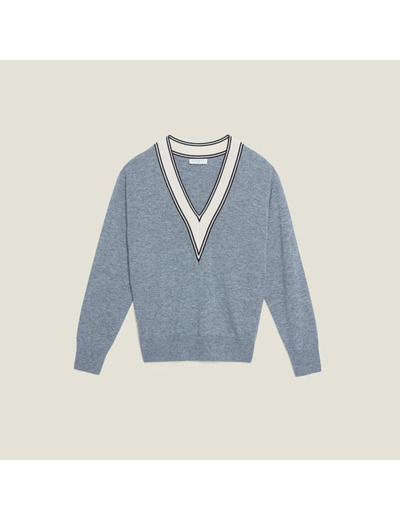 Pull à l'encolure contrastante