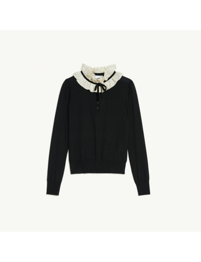 Pull avec col en tissu volanté