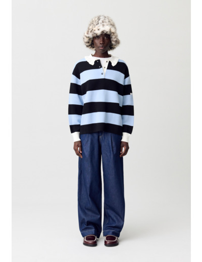 Pull polo large rayures