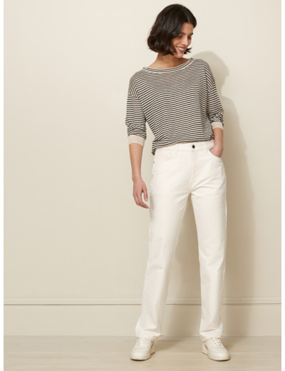 PANTALON DENIM DROIT ECRU