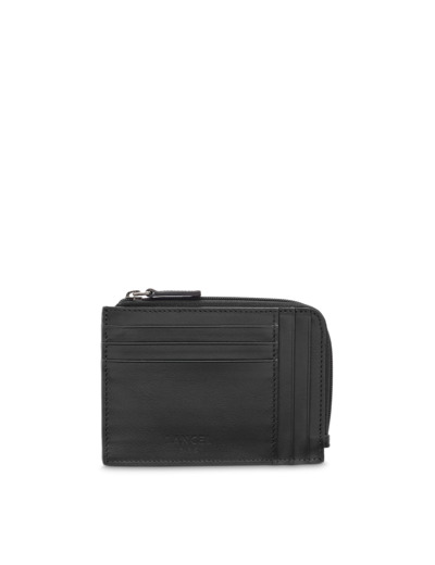 JIMMY CUIR LISSE / CUIR EMBOSSE - Porte Monnaie H - Noir