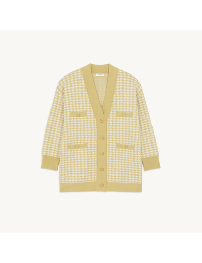 Cardi-coat long en pied de coq