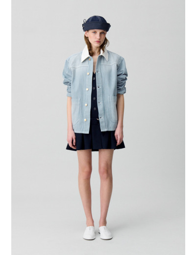 Veste denim gabardine à rayures