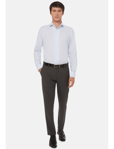 Chemise Bleu Clair En Coton Dobby Regular Fit