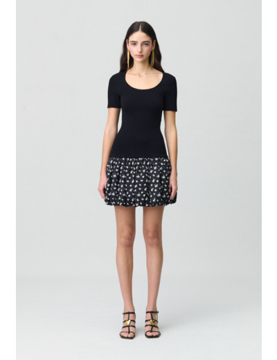 Robe courte boule à fleurs