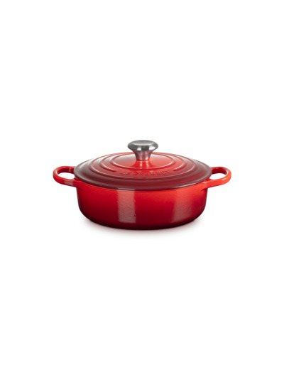 Cocotte ronde basse 24cm en fonte émaillée bouton Inox