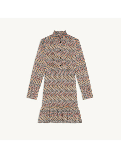 Robe courte imprimée à manches longues