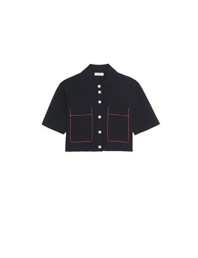 Cardigan court façon chemisette