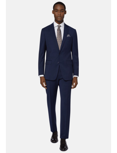 Costume Bleu Marine à Fines Rayures en Laine