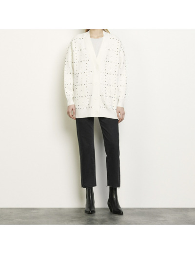 Cardigan oversize orné de rivets bijoux