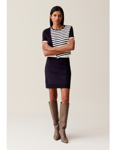 Jupe courte laine taille élastiquée