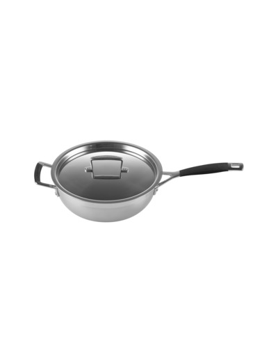 Sauteuse chef 24cm Inox Classique avec revêtement anti-adhérent, couvercle et poignée d'assistance