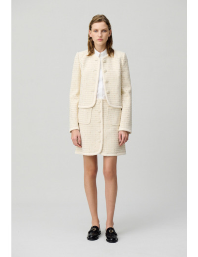 Jupe courte tweed boutonnée