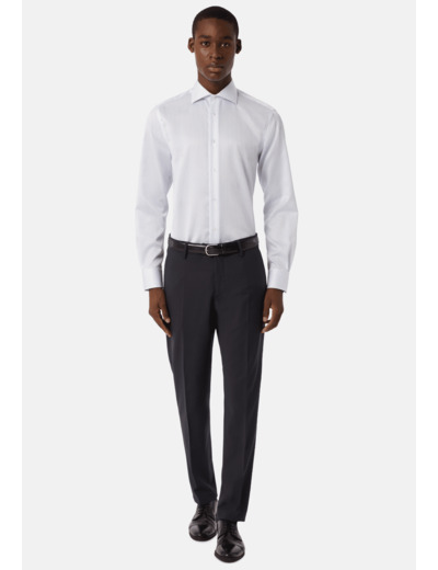 Chemise À Rayures Bleue Clair En Sergé De Coton Slim Fit