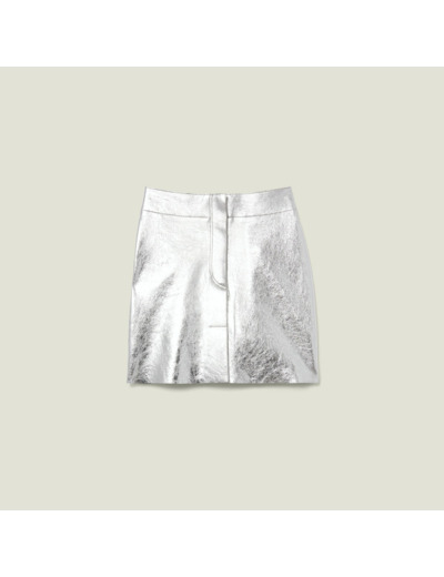 Jupe courte en cuir argenté
