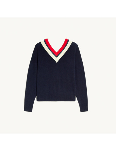 Pull à encolure V rayée