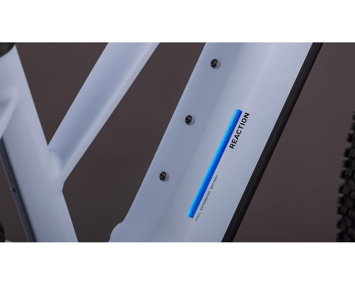 VTT semi rigide électrique REACTION HYBRID SLX 800 Gris/Bleu Glacier