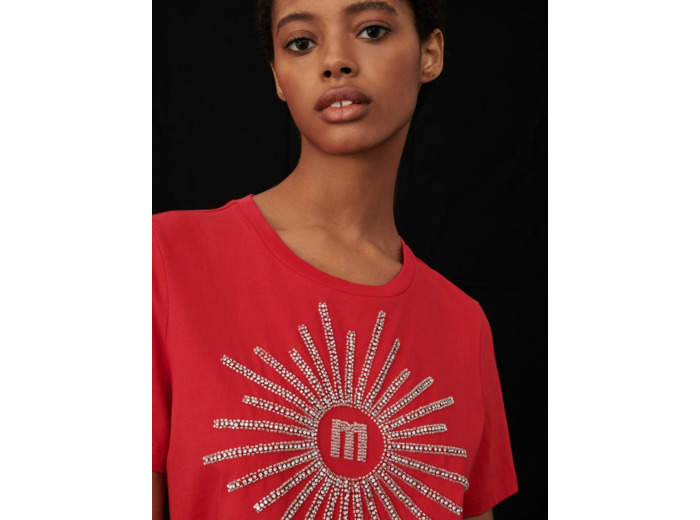 Tee-shirt à strass et perles