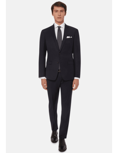 Costume Bleu Pin Point En Laine Extensible