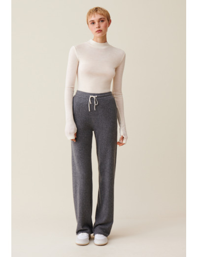 Pantalon fluide cachemire gris