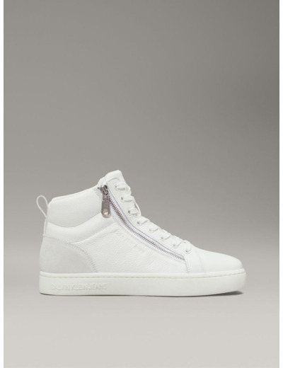 BASKETS MI-HAUTES EN CUIR AVEC ZIP ET SEMELLE CLASSIQUE