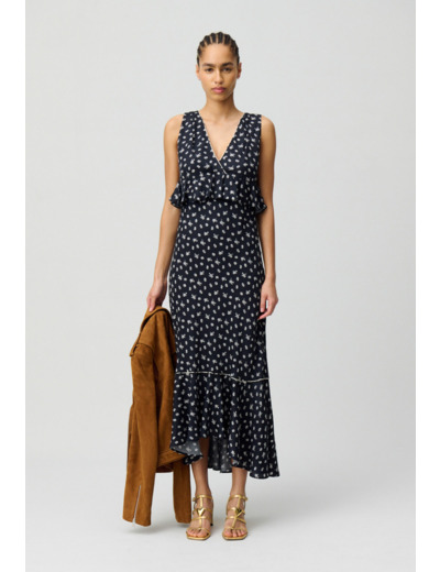 Robe longue volantée