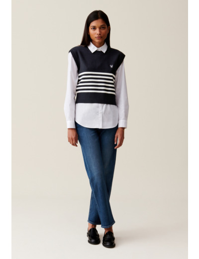 Pull Jean Toto rayé sans manches