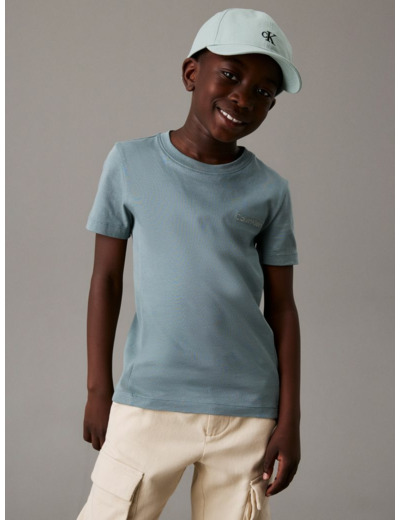 T-SHIRT À COL ROND SLIM FIT AVEC LOGO SUR LA POITRINE