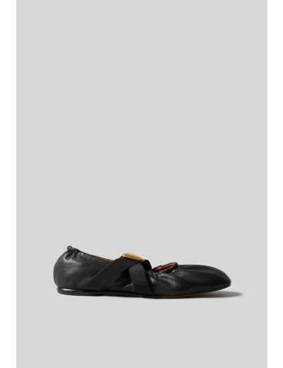 Ballerines cuir cœur doré