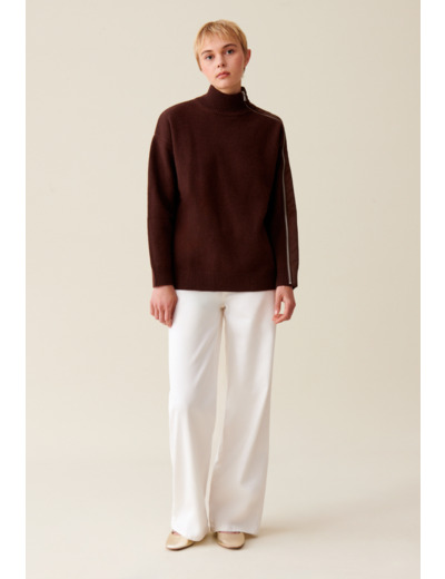 Pull col montant zippé marron