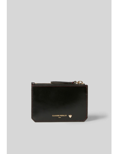 Porte carte cuir coeur doré