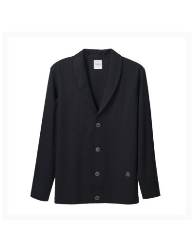 เสื้อคาร์ดิแกนผู้ชาย SILK-LIKE UV SHAWL COLLAR สีน้ำเงิน