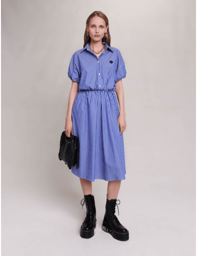 Robe chemise longue à rayures