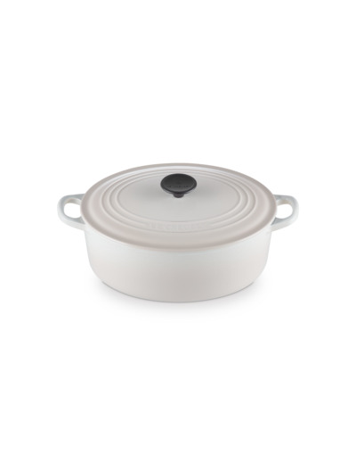 Cocotte ovale 29cm en fonte émaillée meringue*