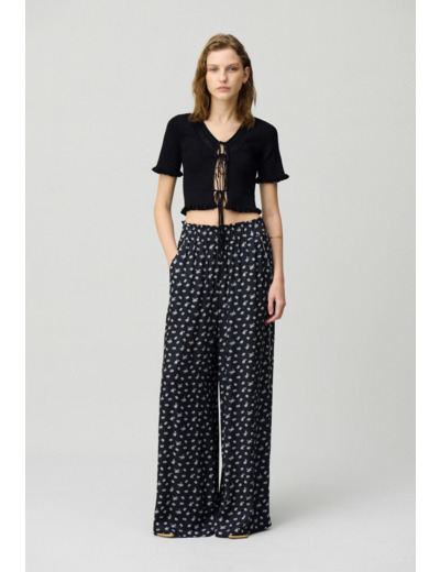 Pantalon large fluide imprimé